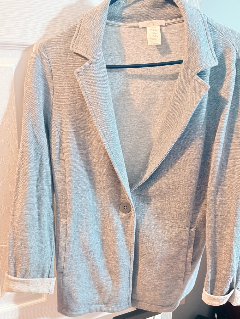 Matty M Light Gray Knit Blazer Jacket